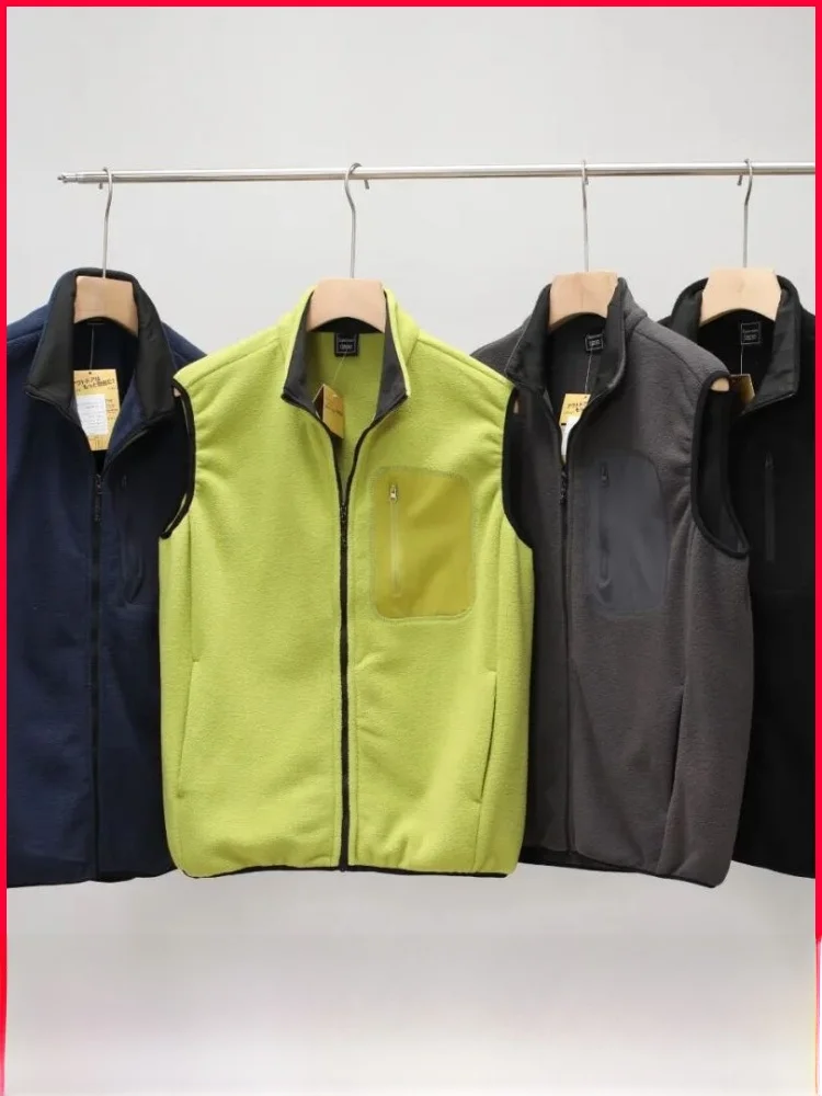 

Double-Sided Fce Thiened Autumn Winter Men's Vest Jaet Stand Collar Trendy Polyester Fiber Warmth Youth Casual Zipper