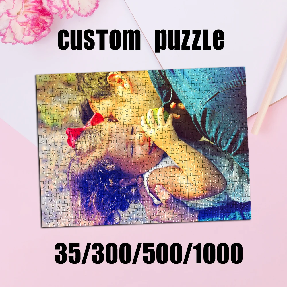 Rompecabezas Personalizado con Foto, 35/300/500/1000 Piezas, Actividades al Aire Libre para Padres e Hijos, Caja de Rompecabezas con Foto de Recuerdo, Regalo