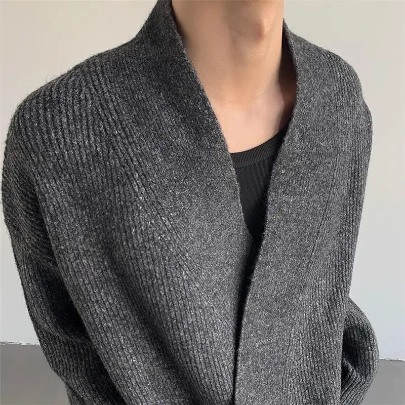 

Новинка 2024, модный матовый вязаный свитер, дизайн с воротником-стойкой, открытый кардиган V Ne, мужская и женская верхняя одежда, повседневная длинная све