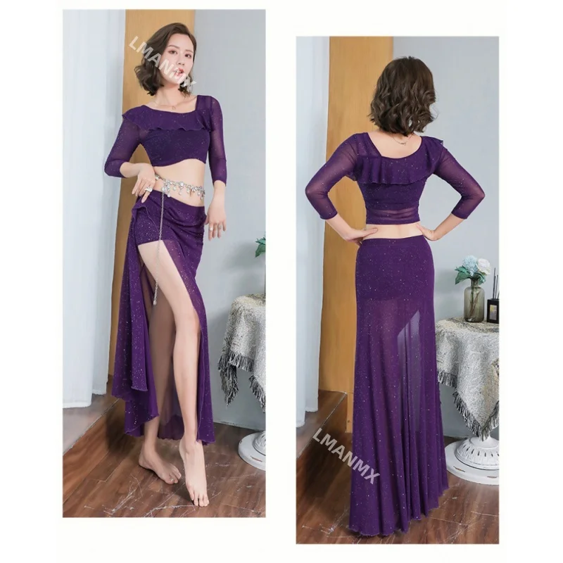 Costume di danza del ventre Set gonna elegante femminile dea vestito da allenamento di danza orientale per le donne abbigliamento da spettacolo di danza del ventre