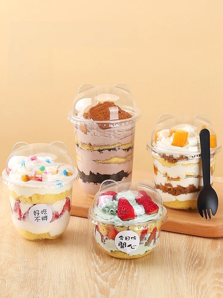 

Thiened U-aped Bobo Cup Panda Fruit Yogurt Cake Dert Container 360ml Food ade PP Kitchen Baking DIY Utensils