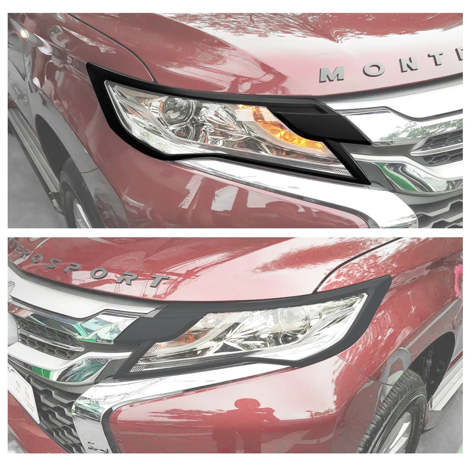 Head Light Cover Tail Light Cover for MITSUBISHI Pajero Sport 2015 2016 2017 2018 2019 Year Models ABS Car Accessories Lamp Hood