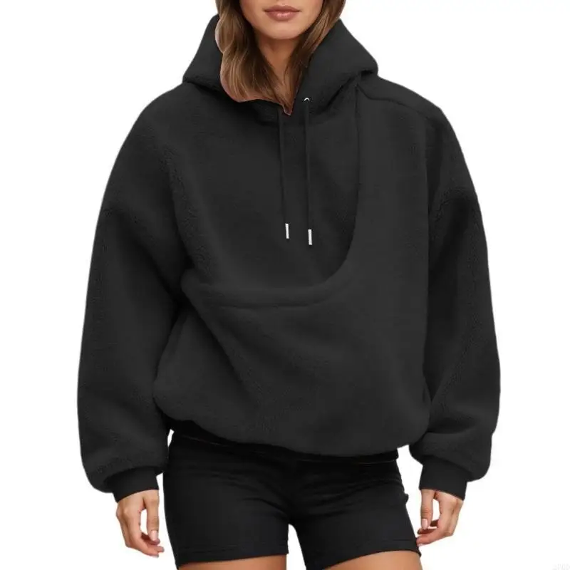 سويت شيرت 270D نسائي بغطاء للرأس من الصوف كبير الحجم مع حقيبة حمل أمامية للقطط والكلاب الأليفة