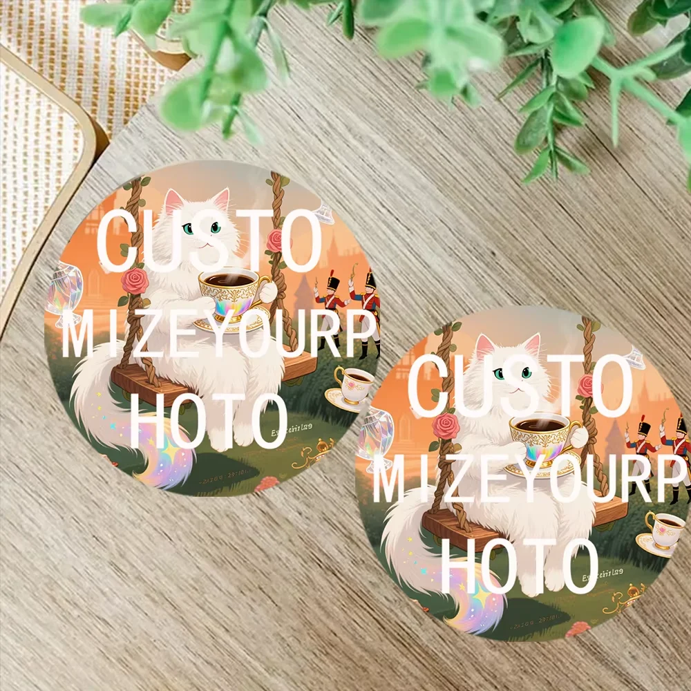 4pcs Wooden Custom Photo Coasters Personalized Pattern Business Promotion Table Office Decor Standard Coaster Sets