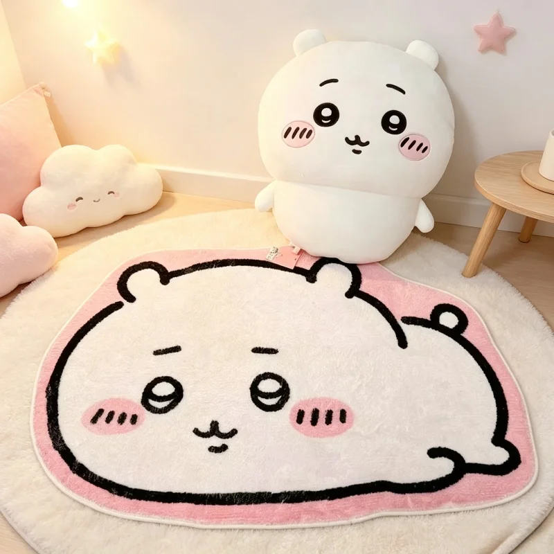 Tapis de dessin animé Chiikawa, tapis de sol en peluche Hachiware Usagi, tapis antidérapant pour salle de bain, coussin de voiture, décoration douce pour le salon