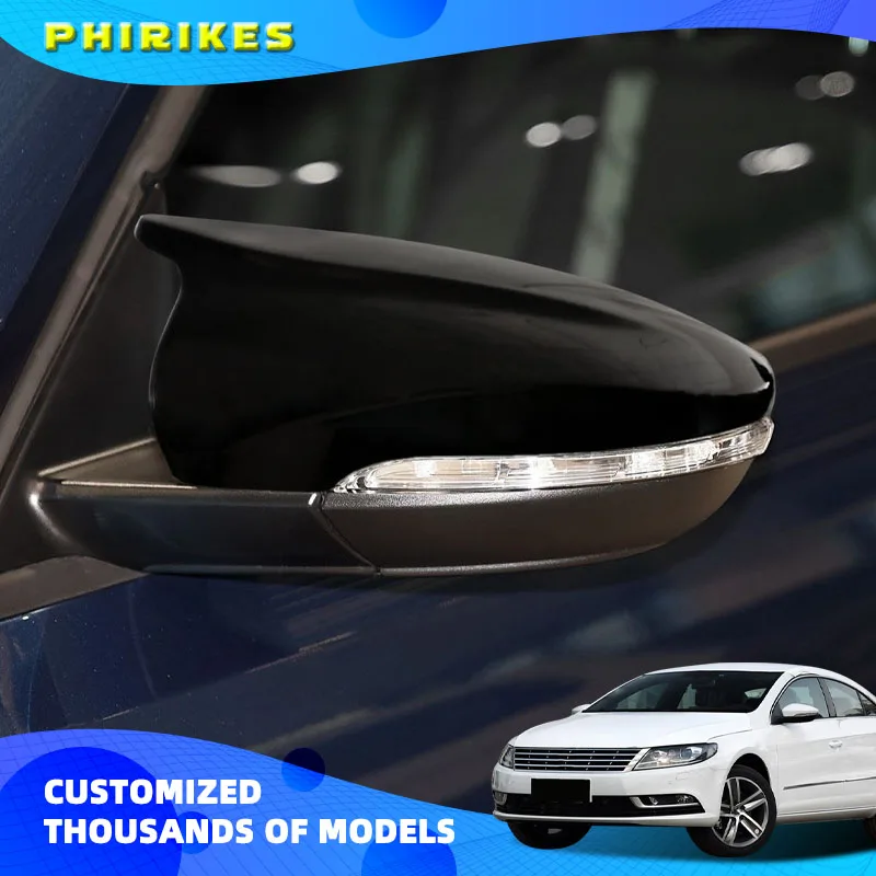 

For VW JETTA MK6 Volkswagen Passat B7 Scirocco Beetle CC Eos Black Horn Carbon Add on Rear View Mirror Cap Cover High Quality