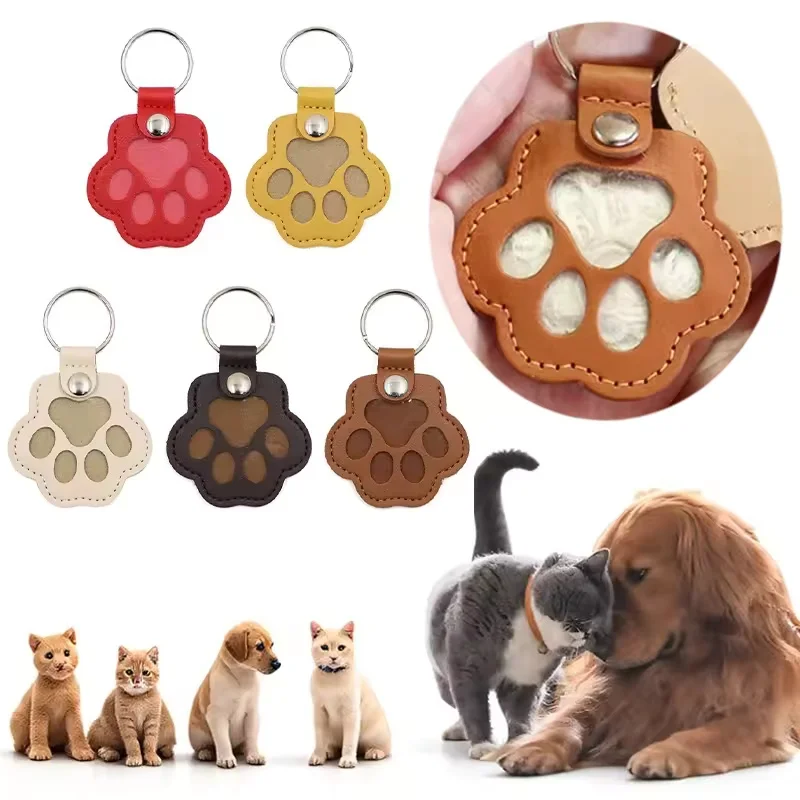 Llavero Conmemorativo para Pelo de Mascota, Medallón de Cuero PU para Guardar Pelo de Gato o Perro, Colgante para Bolso, Accesorios para Colgar