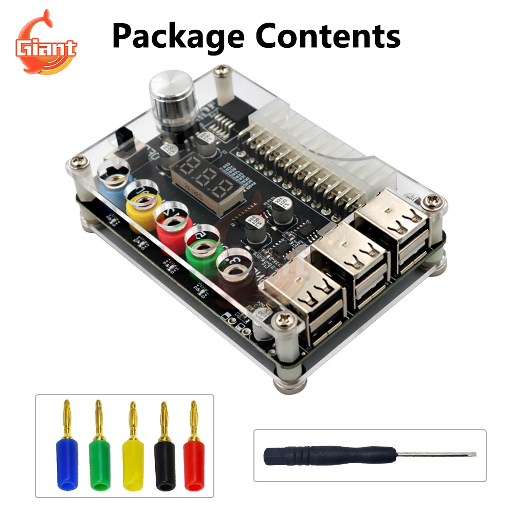 Imagem -04 - Atx Power Supply Breakout Board Adaptador de Alimentação Módulo Conector Tensão Ajustável Power Transfer Board 24pin Usb 2.0