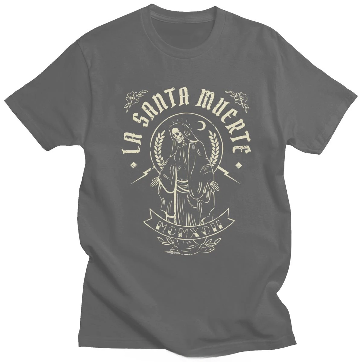 Goth Mexican Muertos Mother Skull Tee Top Cotton T Shirt Streetwear La Santa Muerte Tshirt Men Short Sleeve Saint Death T-shirt view 3