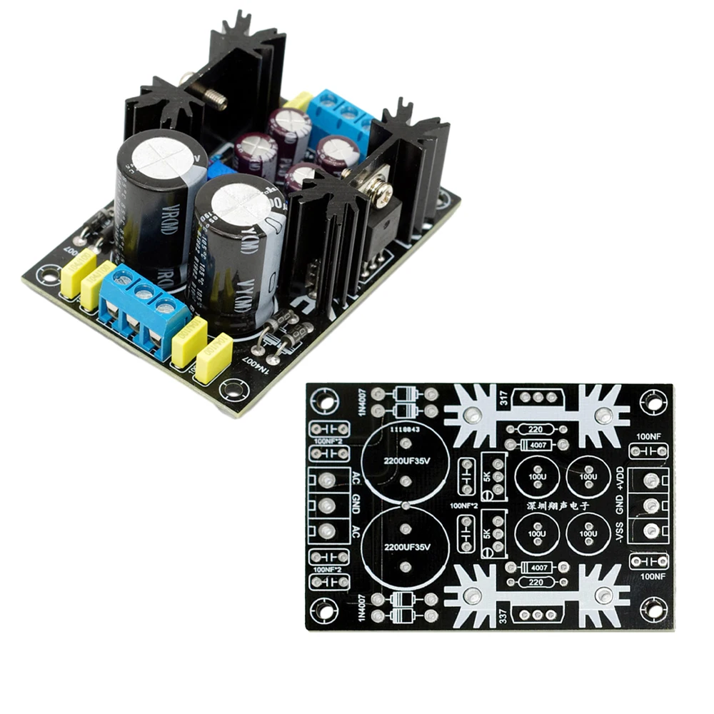 Regulador de voltaje ajustable AC-DC, fuente de alimentación, potencia Dual positiva, negativa, 5V, 12V, 24V, PCB, LM317, LM337