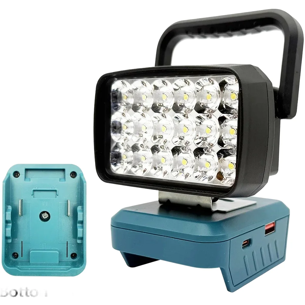 Lampu Kerja Portabel 18 LED dengan Pemutus Tegangan Rendah dan Pegangan Ergonomis Kompatibel dengan Berbagai Model Baterai Lithium 18V 20V