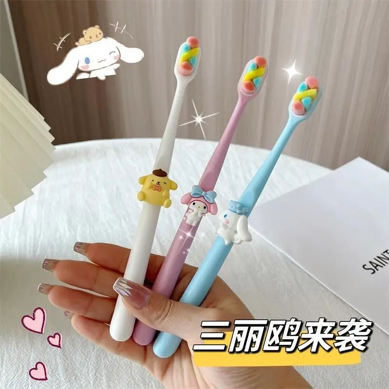 Sanrio Soft Toothbrush Hello Kitty My Melody Portable Travel School Bathroom Supplies Toothbrush for Aldult Dental Care Tools