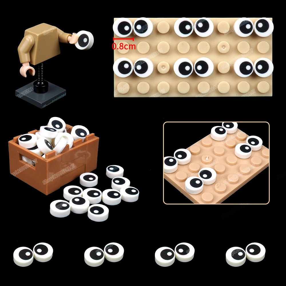 Black Eye Pupil Pattern Printed Tiles 1*1 Building Block 98138 Assembled Moc Figures Eye Animal Model Accessories Child Gift Toy