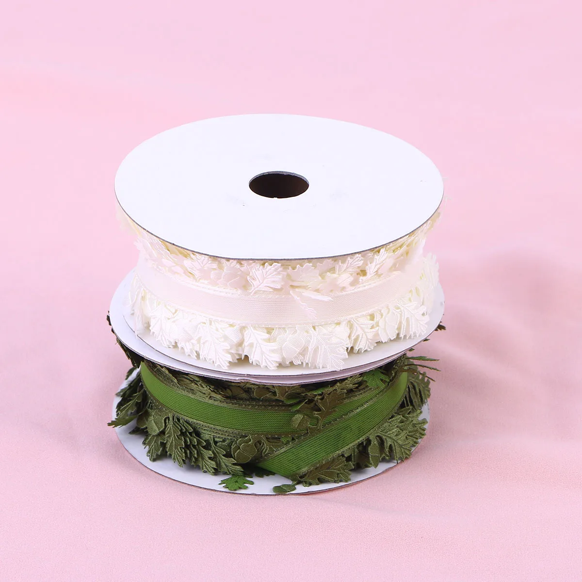 

20M 4Cm Leaves Pattern Embossed Silk Ribbon Gift Wrapping Wedding Party Decor Craft Diy Hair Accessory Wrapping Ribbon