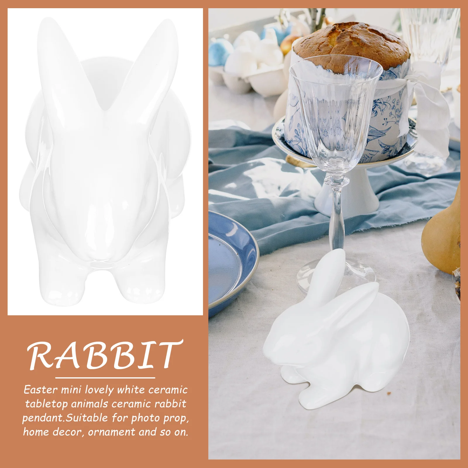 

Ceramic Rabbit Statue Easter Adornment Exquisite Home Decor Desktop Layout Supply Tabletop Ceramic Rabbit Ornament