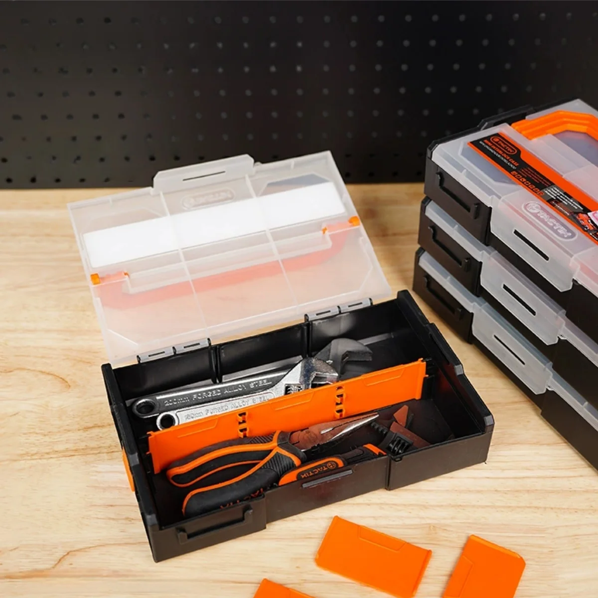 Small Parts Stackable Organizer Case Electronic Component Storage Divided Box Workshop Easy Transport Nonslip Tool Storage Box