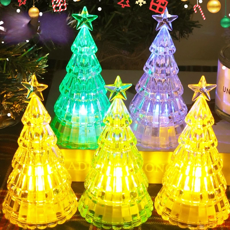 

LED Christmas Tree Night Lights Colorful Glowing Lights Bedroom Desktop Party New Year Xmas Home Ornaments Kids Gifts