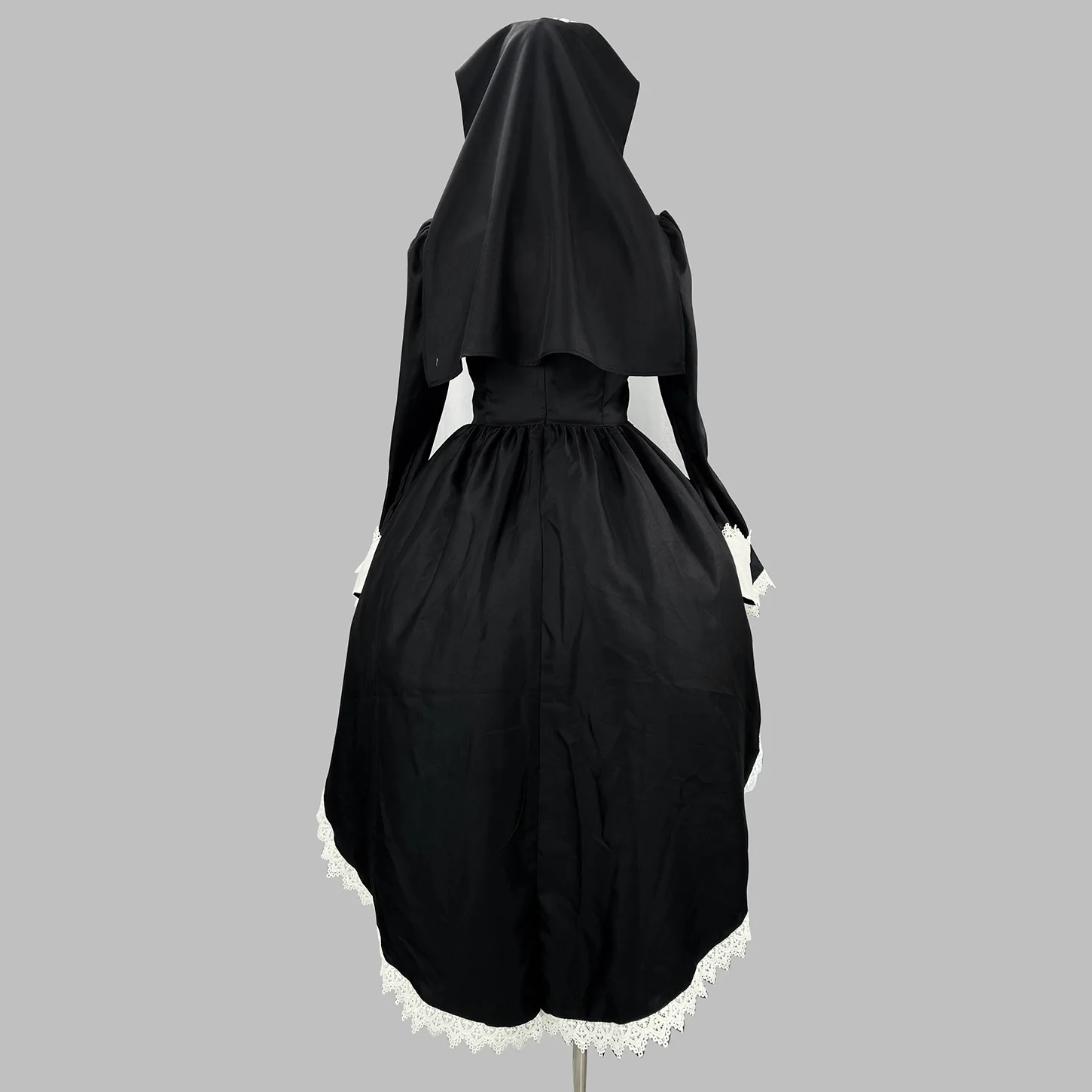 S -5XL Schwarzer Gothic Nonnenrock Cosplay Kostüm Karneval Mädchen Anime Kreuz Nonnenrock Beliebtes Party Halloween Y2k Schleppe Kleid 2025 – Detail 11