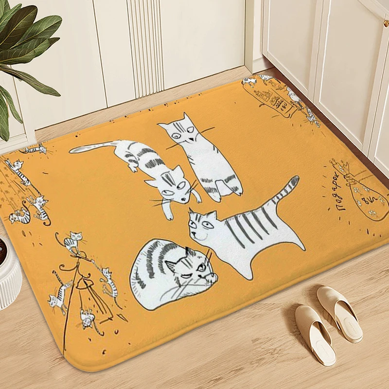 Alfombra de baño con diseño de gato divertido, alfombra antideslizante estética para dormitorio, alfombrillas para decoración del hogar, dormitorio, terraza, terraza