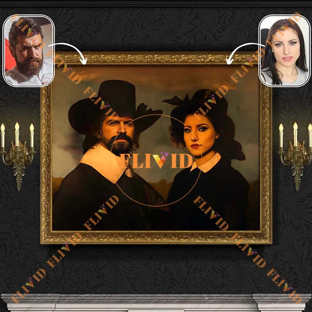 

Customized 2 People Portrait Couple Photo Posters Wall Pictures For Living Room Decor Poster Wall Art Canvas Painting Unframed