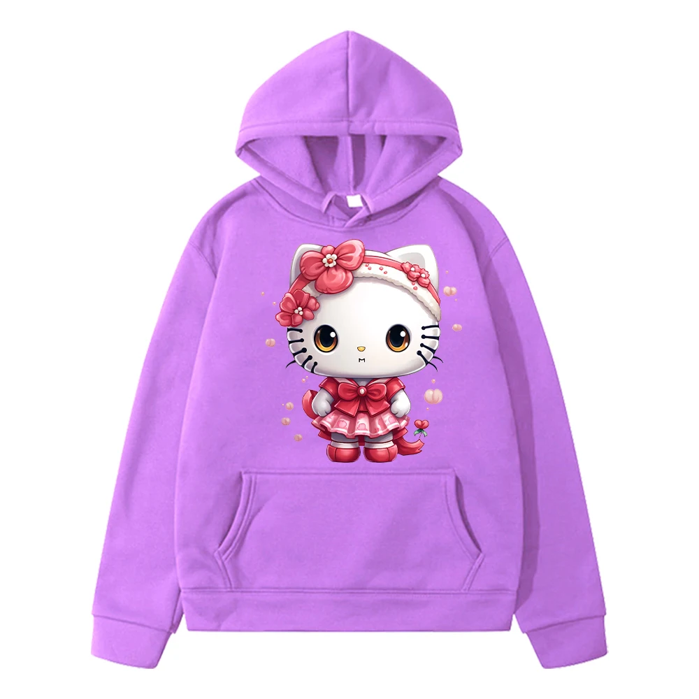 

hello kitty print anime hoodie Fleece sweatshirt boy pullover Cartoon Jacket Sanrio Kawaii hoodie y2k sudadera kids clothes girl