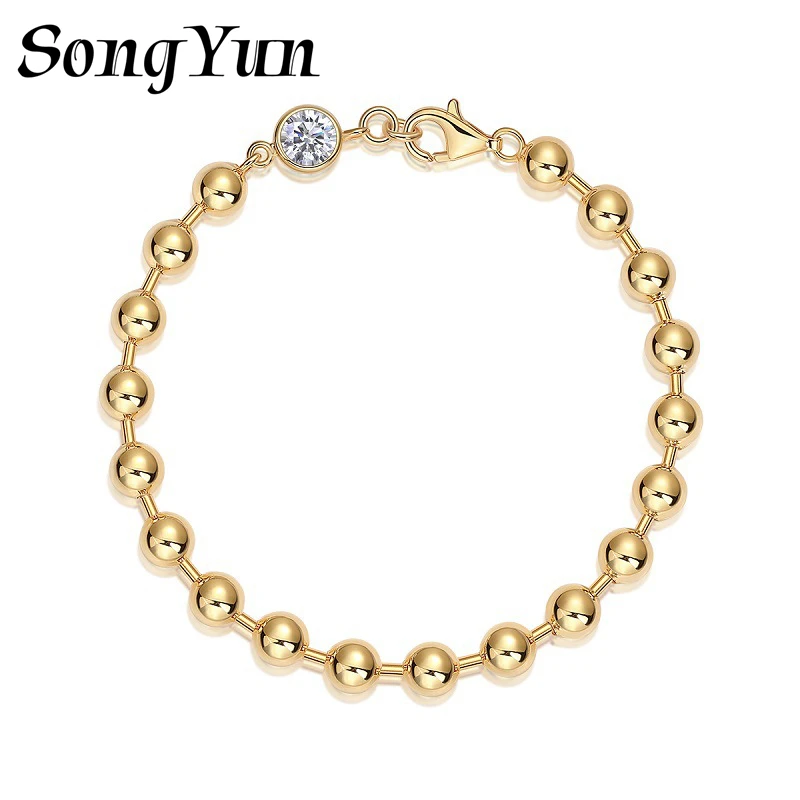 

SONGYUN Brand Jewelry 925 Sterling Silver Bracelet Moissanite Diamond Link Fashion Women 18K Real Gold Plated SYT Patent Bangle