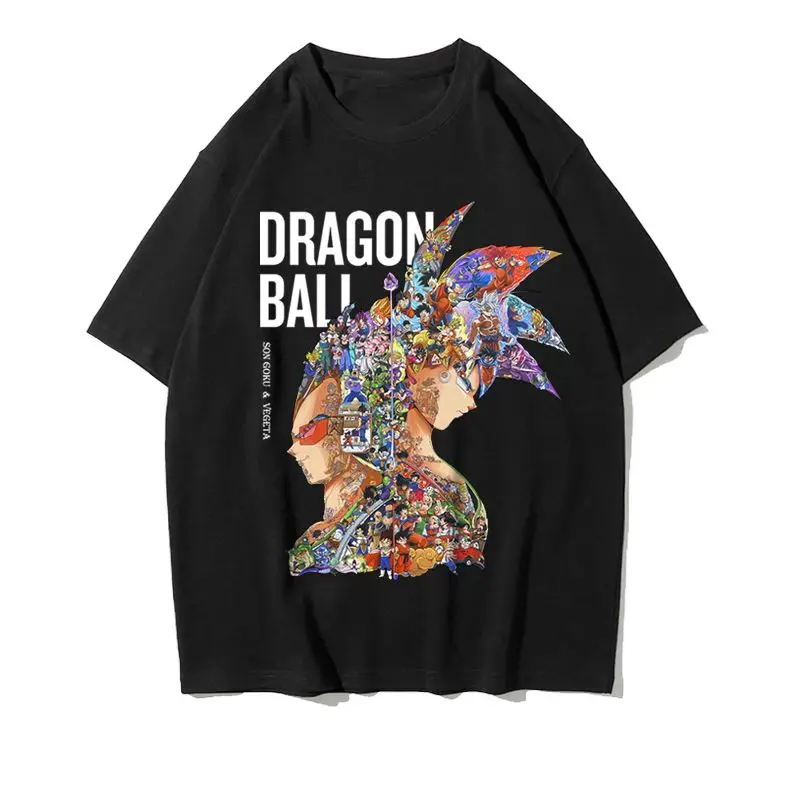 ドラゴンボール綿半袖アニメーション Tシャツカジュアル多用途ルーズ二次元トップ男性と女性のファッション衣類