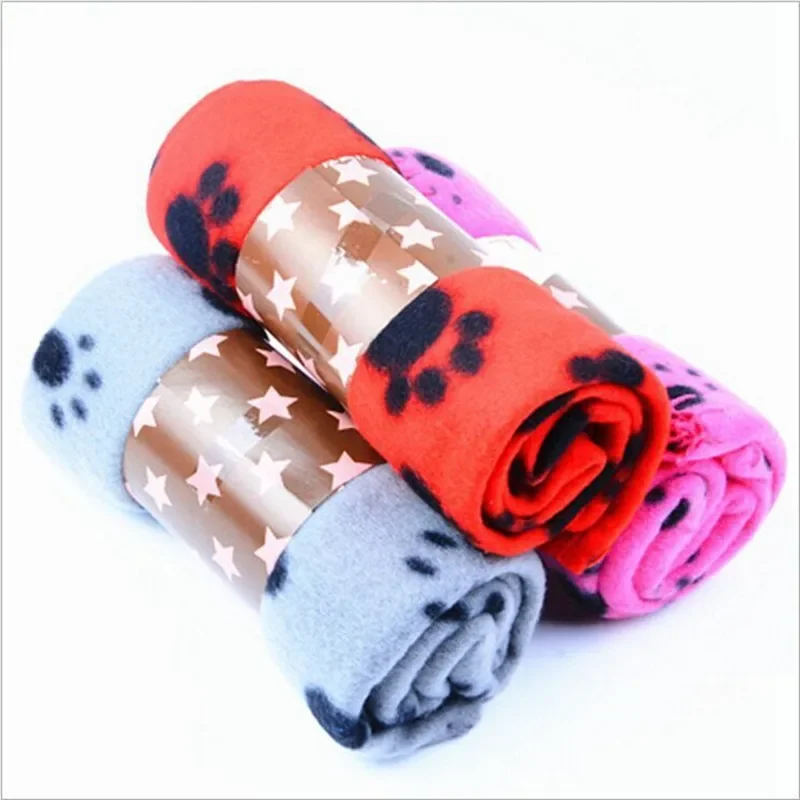 Pets Mat Fleece Paw Printing Warm Soft Dog Cat Bed Sofa Cover Blanket Puppy Sleeping Mattress Small and Medium Animals Supplies