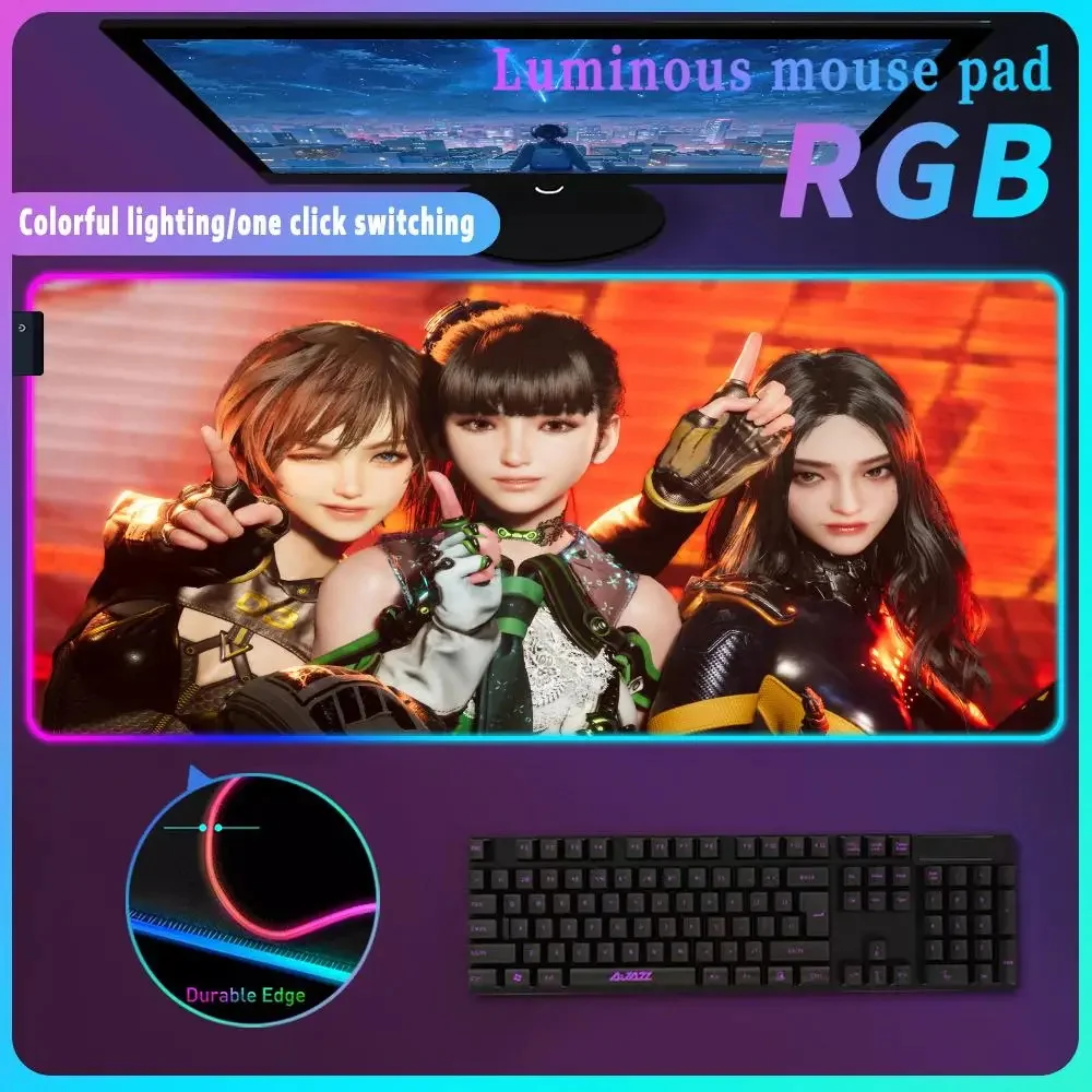 

New Arrivals S_stellar B_blade RGB Gaming Mouse Pad Anti-slip Keyboard Mat Luminous Desk Mat Backlit Game Characters Related