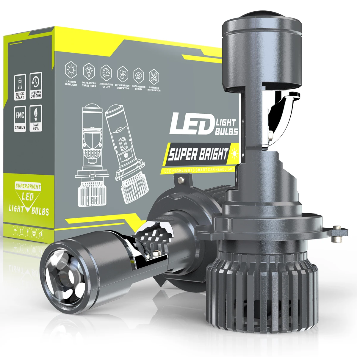 Proyector LED Mini lente H4 H7 bombilla de faro de coche Bi proyector Led haz alto/bajo 30000LM 120W 12/24V 6000K LHD RHD lámpara de motocicleta