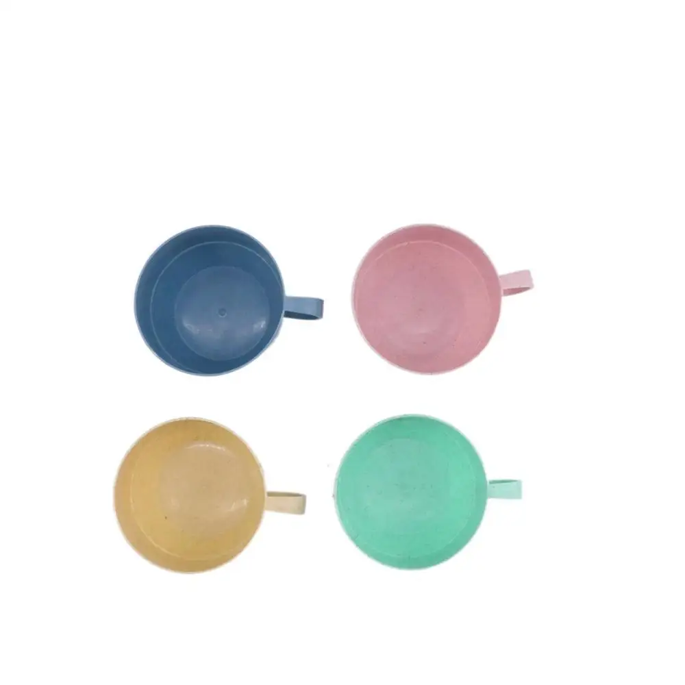 

1 pcs Wide Mouth Eco-friendly Reusable Kitchen Supplies Flat Bottom Drinking Cup Drinkware Wheat Straw Cup Coffee Mug