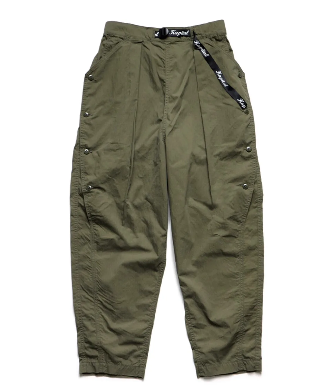 

2024 KAPITAL trendy loose tapered military green breasted military casual pants KZ07