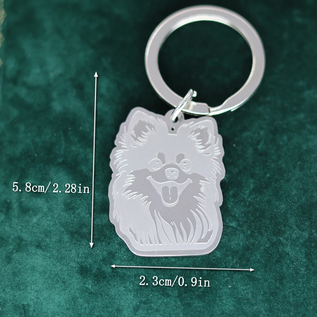 QIMING Cartoon Pomeranian Dog Stainless Steel Keychain For Women Men Lovely Animal Pet Lover Jewelry Keychains