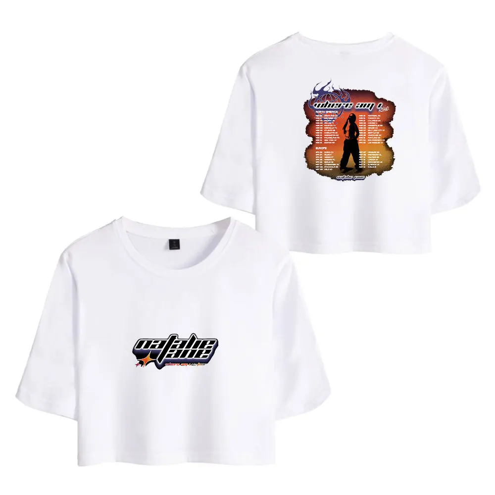 ناتالي جين خمر 90s المحاصيل تي شيرت كامل موضة بلوزات مستديرة العنق المعتاد التي شيرت موضة المرأة المحملة Blusa Y2k #2