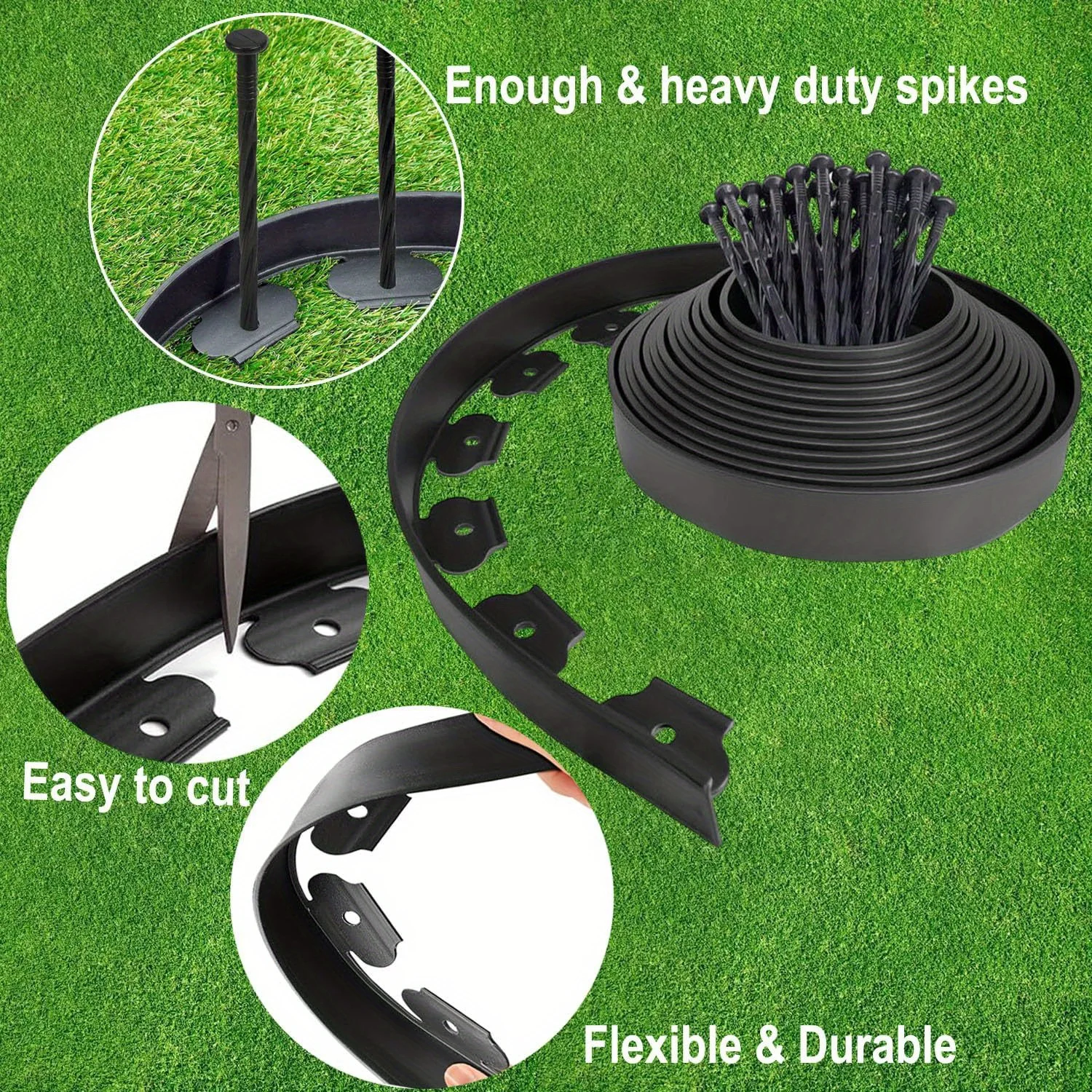

5m Fixed Garden Barrier Lawn Grass Plastic Edging Border Landscape Edging Garden Edge Kit With Anchoring Spikes Easy Install