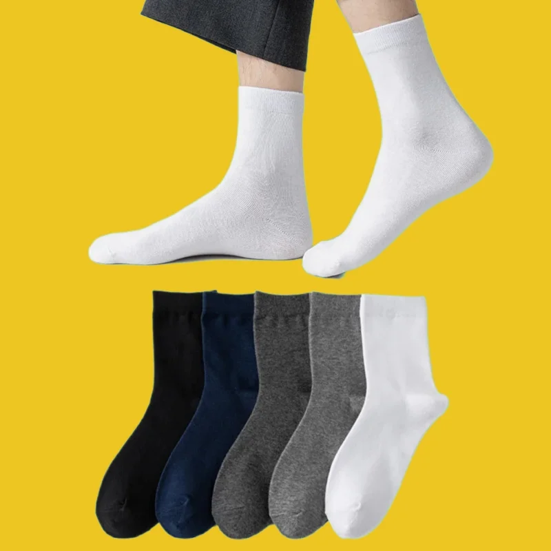 5/10 Pairs Versatile Trend Sock Casual Sports Solid Color Socks Sweat-Absorbent Sports High Quality Socks Men's Mid-Tube Socks