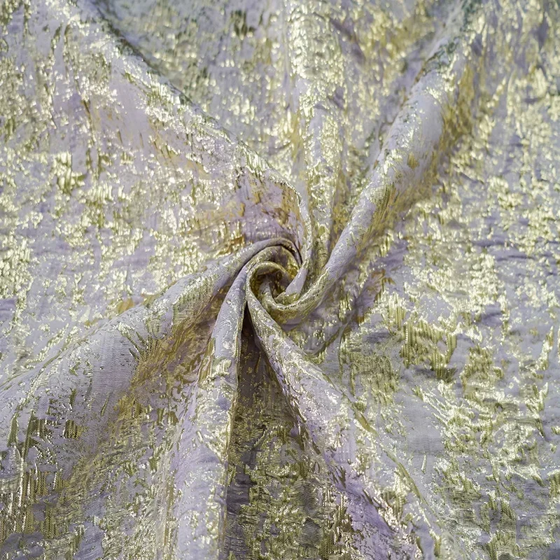 

45cmx140cm Gold Silk Embossed Yarn Dyed Jacquard Fabric Spring and Autumn Women's Dress Bag Diy Sewing Fabric