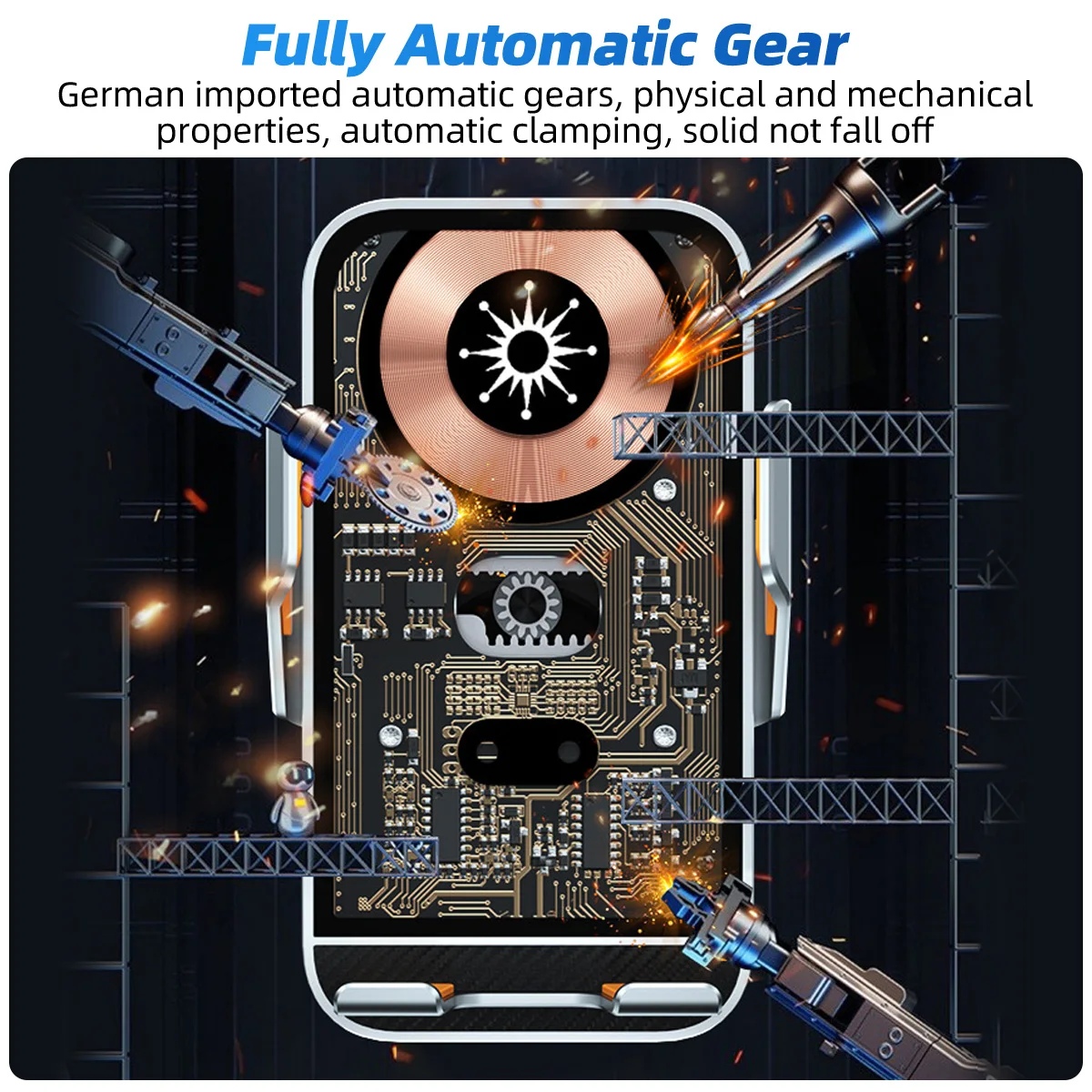 Wireless Car Charger phone Stand Transparent Auto Car Phone Holder Mount For iPhone 14 13 12 11 Samsung Fast Charging Station