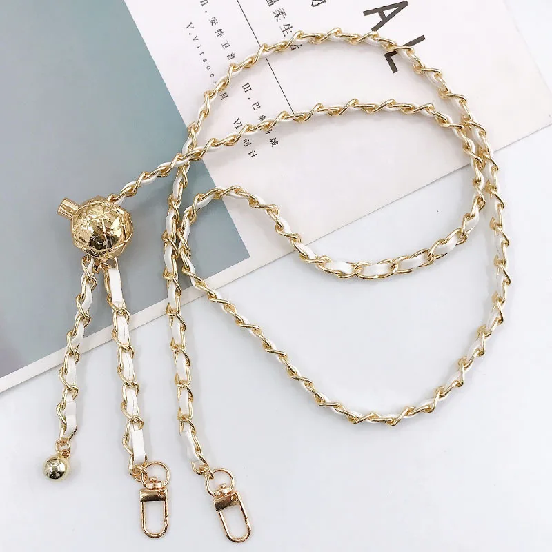 120CM Purse Chain Strap Crossbody Handbag Chains Replacement Leather Shoulder Bag Chain Straps Chic Golden Ball Bag Accessories