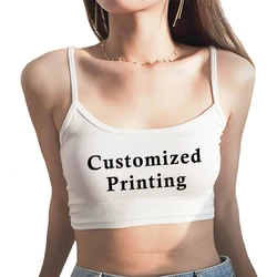 Custom Printing Hete Meisjes Kleding Vrouwen Zomer Crop Top Sexy Naadloze Mouwloze Tank Tops Camis Backless Hemd