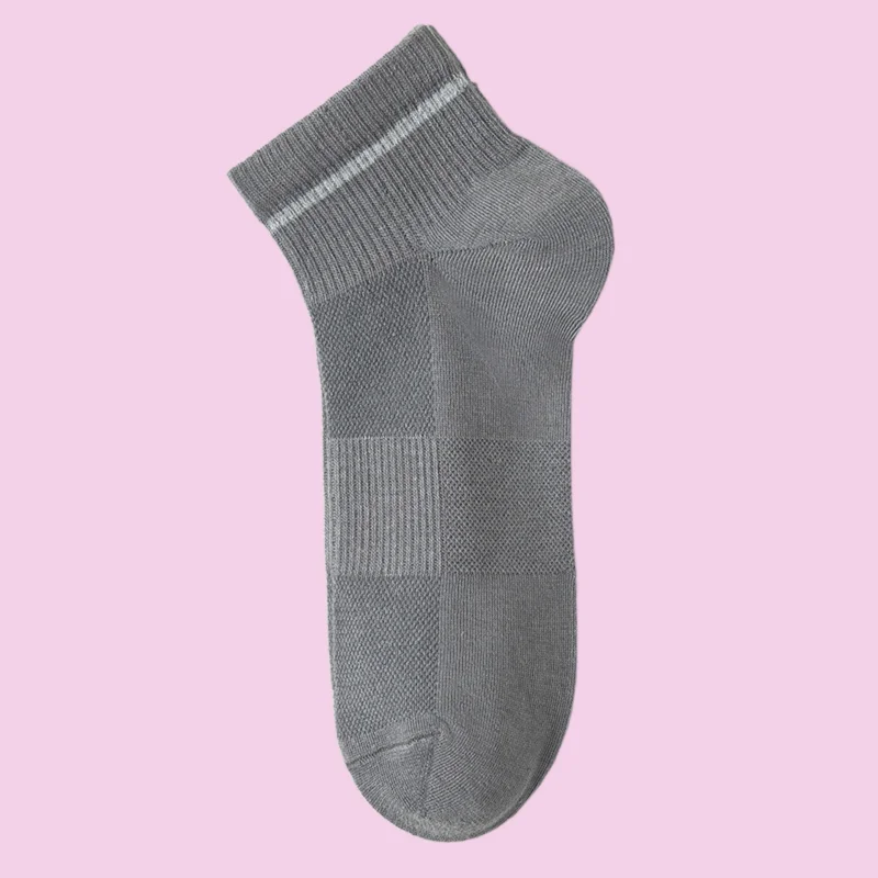 2/5 Pairs Men's High Quality Short Socks Thin Sweat-absorbent Sports Striped Mesh Breathable Waist Anti-slip Mid-tube Socks