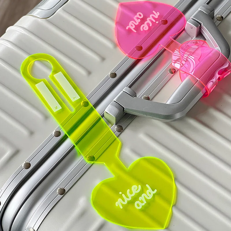 Portable Fluorescent Baggage Tag Portable Anti-lost PVC Suitcase Label Travel Colorful Luggage Tag Name ID Holder Tags  ﻿