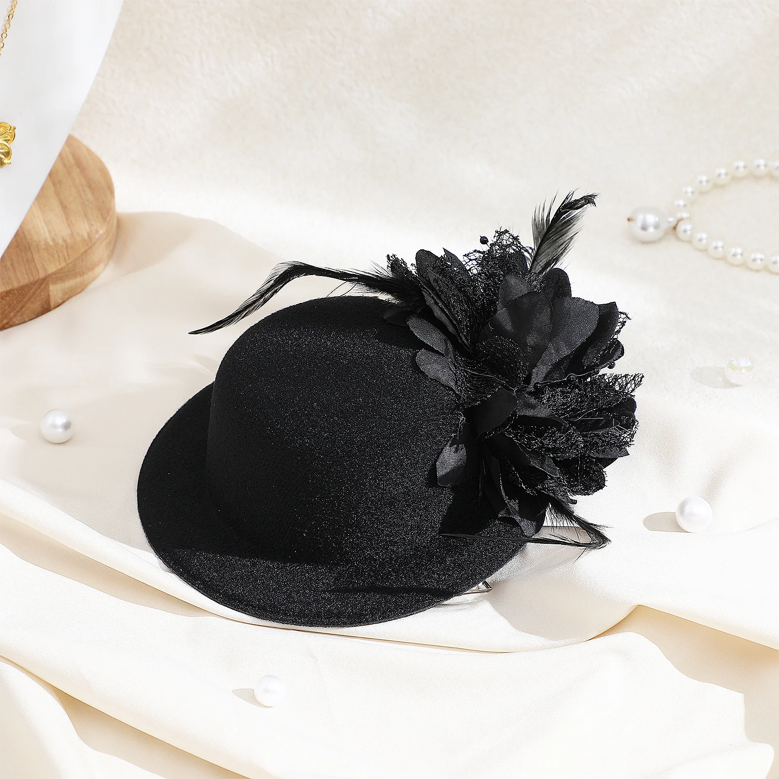 

13Cm Chic Netted Hair Clip Hat Shape Bride Wedding Party Women Girls Banquet Dancing Occasion Hair Accessories