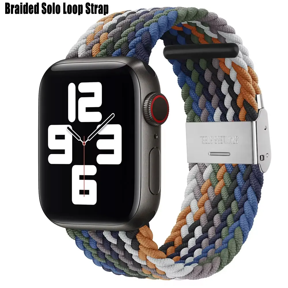 Braided Solo Loop For Apple watch band 44mm ultra-2 49mm 45mm 46 42-40mm-41mm Elastic bracelet iWatch series 10 9 8 se 6 7 5 4 3