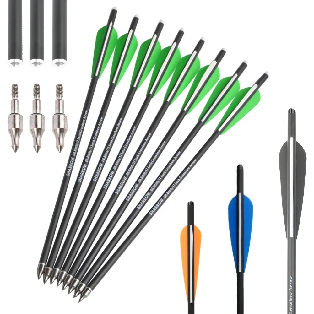 

6/12pcs Crossbow Arrows 16"/17"/18"/20"/21"/22" Mixed Carbon Steel Arrowheads Outdoor Traditional Bow Shooting Hunting Arrows