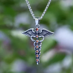 2024 NEW 316L Stainless Steel Feather And Snake Pendant Necklace With 3 Colour Zircon Good Polished For Man Women Couple Gift