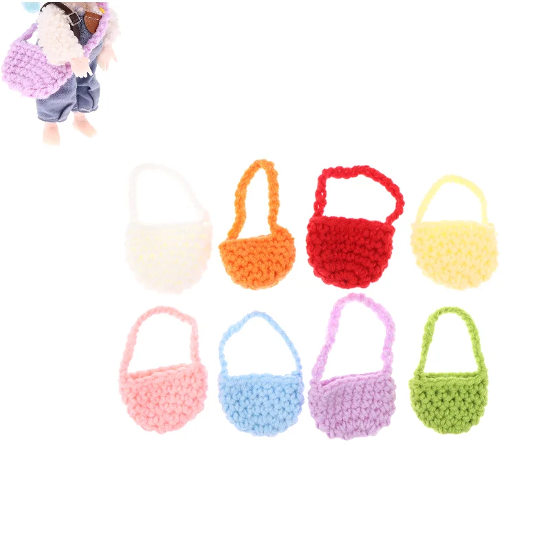 1Pcs Dollhouse Miniature Woven Plush Shoulder Bag Dollhouse Mini Crossbody Bag Handbag For Dolls Dress UP Aceessories