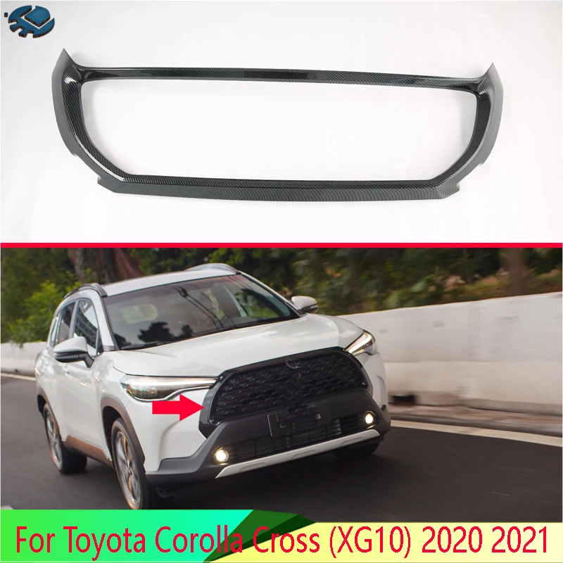 

Для Toyota Corolla Cross (XG10) 2020 2021, передняя решетка из углеродного волокна, акцентная крышка, сетчатая отделка, стильная рамка, гарнир