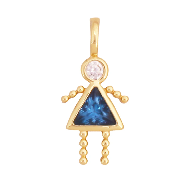 Trendy Love Boy Girl Birthstone Cubic Zirconia Charm Pendant,Real 18K Gold Necklace Bracelet for DIY Handmade Jewelry Supply S04 image 4