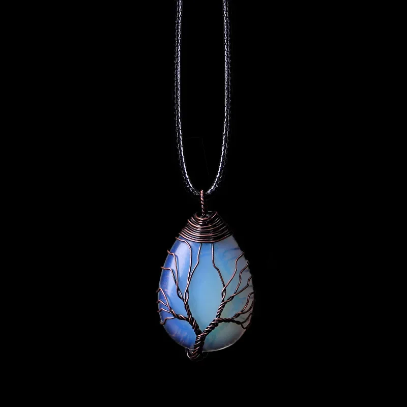 Baum des Lebens 7-Chakra-Halskette mit natürlichem Edelstein, Kristall-Energie-Heilung, handgefertigte Anhänger-Halskette, Yoga-Schmuck, Vintage für Frauen – Detail 12